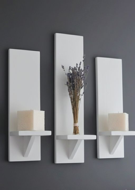 Pvc Rack Wall Shelf 3 Piece PVC Wall Shelf Set – White Decorative Floating Rack (12 & 9 ...