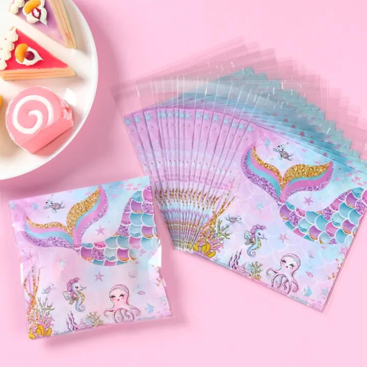 Mermaid Party Plastic Goodie Bags Mermaid Tail Candy Gift Bags for ...