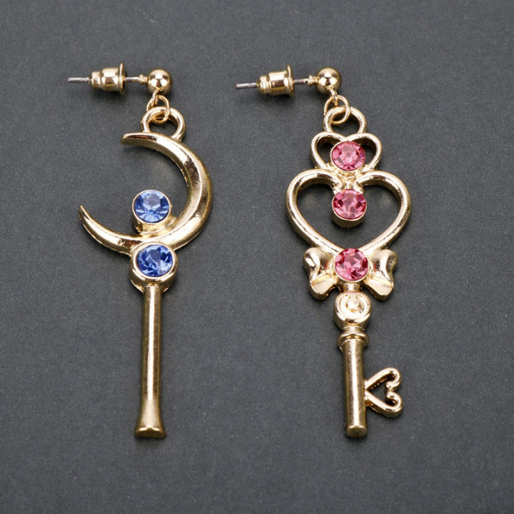 Girl accessories,key moon heart earrings,long asymmetrical earrings and earrings,girl birthday ,daily accessories,new style