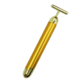 24k Gold T-shaped Vibrating Facial Roller Beauty Roller Slimming Face Massager Device Tightening Anti-wrinkle Facial Care Tools. 
