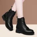 Women new winter black short boots Outdoor non slip walking shoes Casual thick soled Chelsea Boots Fashion comfort shoe Botas De. 