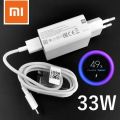 Xiaomi 33W Fast Charger Turbo Charge EU QC 4.0 Adapter with Type C Cable for MI 10, Redmi Note 8, 9, 9s Pro. 