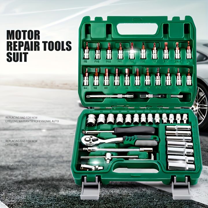 46pcs%20Set%201/4%20Inch%20Drive%20Socket%20Ratchet%20Wrench%20Set,%20With%20Bit%20Socket%20Set%20Metric%20And%20Extension%20Bar%20For%20Auto%20Repairing%20-%20Image%204
