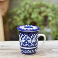 Mug|Mug with Lid|Handmade And Handpainted|Multani Blue Pottery|Coffee Mug. 