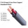 7/44 Pure Copper 2 Core wire Standard (6 mm). 