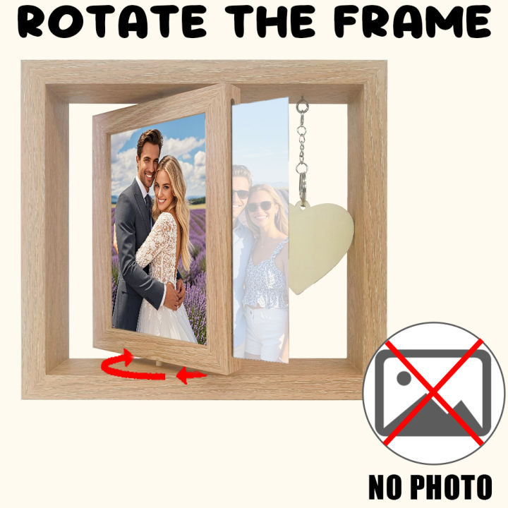 1 rotatable photo frame, creative rotating photo stand, can place ...