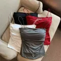 New Women's Halter Top Summer Korean Style Trend Fashion Built-In Women's Bra Stretch Women's Beach Everyday Casual Tank Top. 