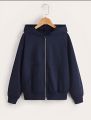 Jack beos Plain Navy Blue Zipper Hoodie For Men. 