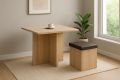 Modern Wooden Dining Table with Storage Stool – 80x80 cm Square Table with Padded Seat Box, Multi-Purpose Furniture for Home & Office. 
