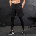 Men's Compression 2-in-1 Shorts – Lycra with Mesh for Support, Breathable, Quick-Dry, Black. 