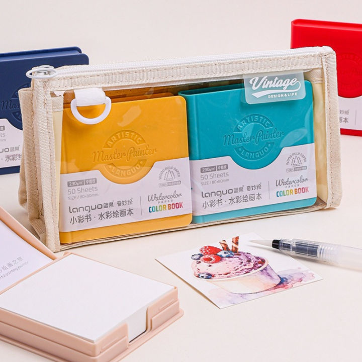 Languo%20Watercolor%20Painting%20Book%20Tearable%20Drawing%20Notebook%20Sketchbook%20Handbook%20230gsm%20Paper%2050sheet%20Mini%20Portable%20Art%20Drawing%20Pad%20-%20Image%204
