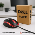 Affordable DELL Wired Usb Optical Mouse - Compact Size, Ultra-Sensitive, Red Light, (Khaki Box). 
