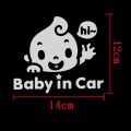 Baby In Car Waving Baby on Board Safety Sign Auto Window Bumper PET Waterproof Sticker Silver White Universal Car Accessories. 