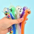 1/6 Pcs Halloween Pumpkin Squeeze Toys Colorful Beaded Stretchy Rubber Bracelets Toy Stress Relief Novelty Halloween Gifts.