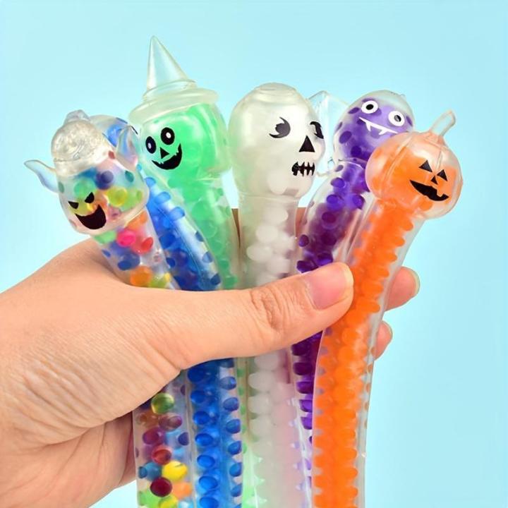 1/6%20Pcs%20Halloween%20Pumpkin%20Squeeze%20Toys%20Colorful%20Beaded%20Stretchy%20Rubber%20Bracelets%20Toy%20Stress%20Relief%20Novelty%20Halloween%20Gifts%20-%20Image%202