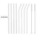 200*8mm Reusable Glass Straw Set High Borosilicate Smoothie Cocktails Straw Healthy Eco Friendly Drinking Straw with Clear Brush. 