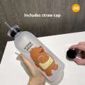 Panda Transparent Water Bottles With Straw Large Capacity Drinking Utensils 1000ml.