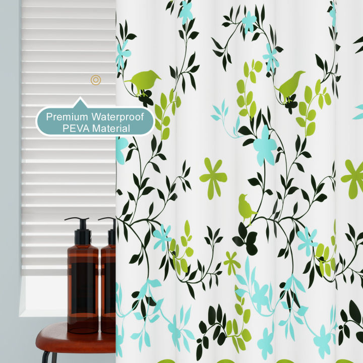 1pc%20tropical%20leaves%20with%20birds%20Popular%20Shower%20Curtain%20Waterproof%20PEVA%20Botanical%20Bathroom%20Decor%20-%20Image%202