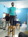 Wooden Prime High Stool for sealing cleaning.