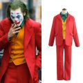 Joker Cosplay Costume Set - Joaquin Phoenix Arthur Fleck Clown Red Dipped Outfit with Green Wig - Personalized Uniform Ensemble.
