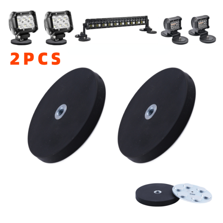2Pcs 43mm/66mm/88mm M4/M6/M8 Internal Thread Magnetic Base Mount Bracket Clamp LED Work Light Bar Holder SUV Offroad