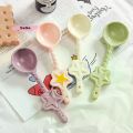 Ceramic Star Shaped Spoon Twisted Spoon Cute Long Handled Cream Design Coffee Stirring Spoon.