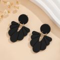 Black Wave Semi-Circular Line Pattern Earrings, Classic Retro Women's Elegant Earrings for Daily Wear and Clothing Matching.