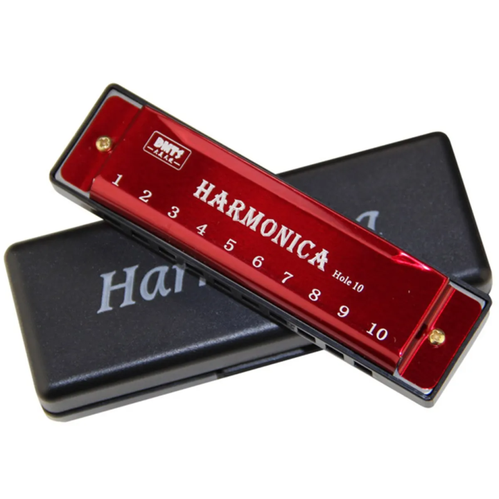Harmonica Key of C 10 Hole Diatonic Harmonica C with Case for Beginner Students Kids  BLUES with case