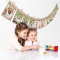 Baby First Birthday Banner, kraft paper Growth Record 1-12 Month Photo Props Baby Boy Girl Party Decoration Supplies.