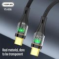 Yesplus 66w Type-c To Type-c 100CM Transparent YS-836 Fast Cable. 