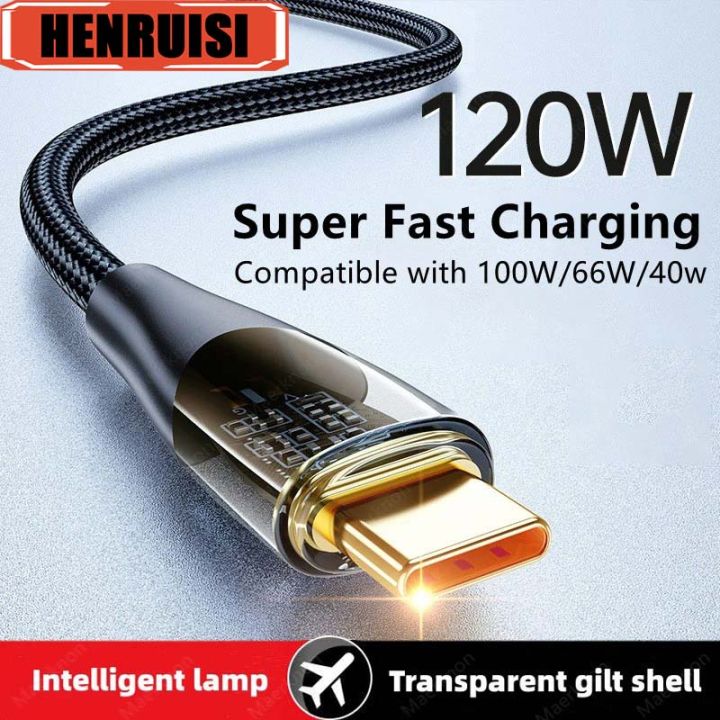 120W USB C Type C Super Fast Charge Cable USB To Type C Data Cord For Xiaomi Huawei Samsung 1M/1.5M/2M Mobile Phone Charger Wire