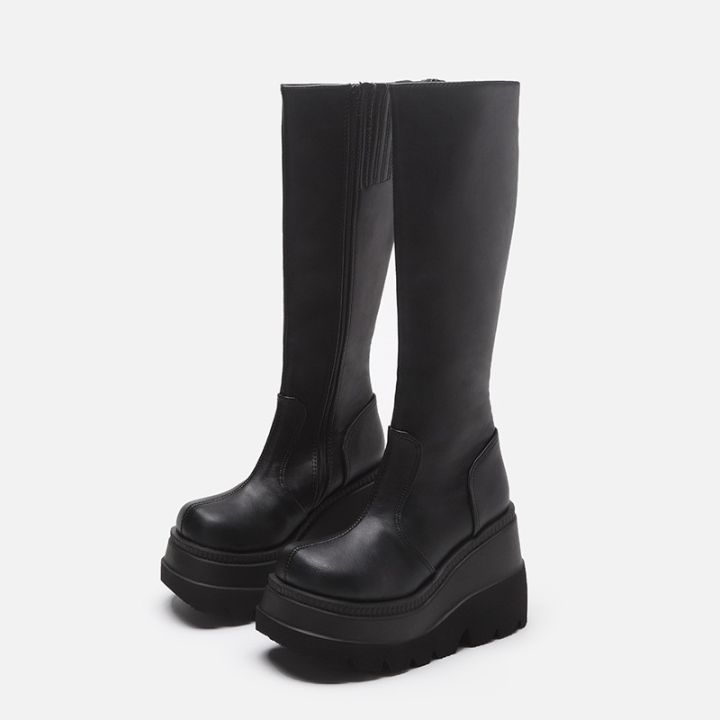 2024%20Winter%20ladies%20Slope%20Heel%20Boots%20High%20top%20antislip%20shoe%20New%20fashion%20Thick%20Bottom%20boot%20Gothic%20style%20comfort%20casual%20women%20shoes%20-%20Image%205