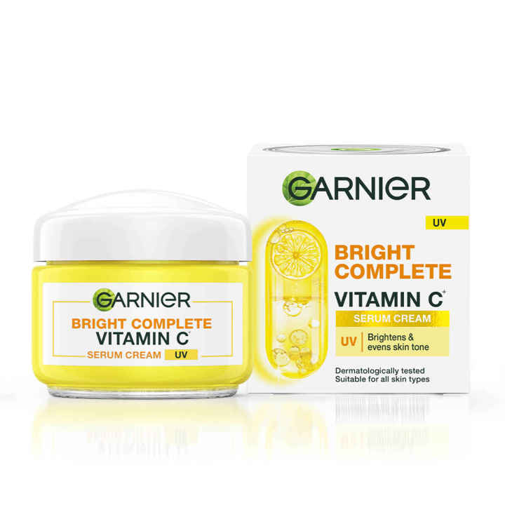 Garnier Skin Naturals Bright Complete Vitamin C Serum UV Cream, Vitamin C Day Cream for Sun Protection and Skin Brightening - Suitable For all Skin Types, 45 gm