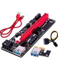 VER009S PCI-E Riser Card VER 009S PCI Express 1X 4X 6X 8X 16X USB 3.0 Cable SATA to 6Pin Connector for Graphics Video Card - (CN, Cable Length: 8pcs, Color: red Cable). 