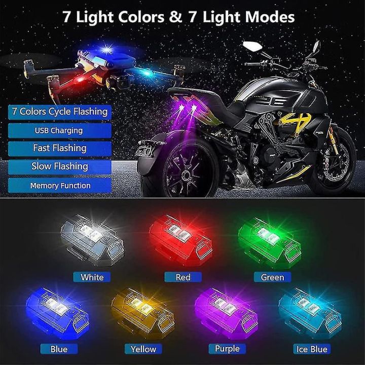 7 Colors Led Aircraft Strobe Lights Usb Charging - Enhance Visibility ...