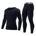 2 Pcs Autumn/Winter Men's Sports and Leisure Warm Underwear Set Comfortable Large Stretch Athlete Round Neck Top Versatile Pants.