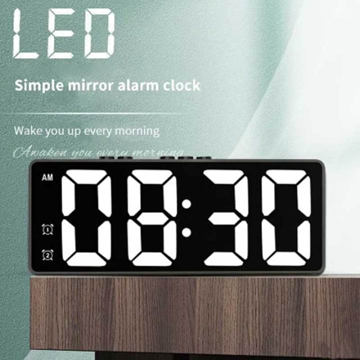 LED Mirror Table Clock Digital Alarm Snooze Display Time Desktop Electronic Table Clocks Desktop Clock