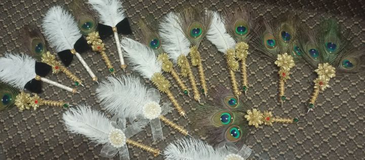 Nikkah pen ostrich feather  and peacock feather /set of 2 pens