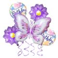 5 Pcs Butterfly Foil Balloons Set Purple Sunflower Set Baby Shower Wedding Romantic Butterfly Theme Birthday Party Decorations.
