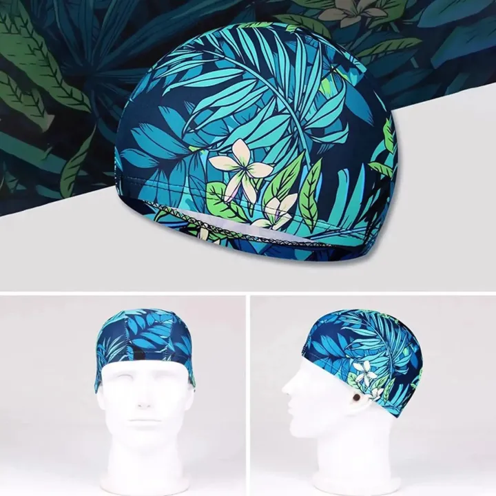 Leaf%20Print%20Swimming%20Cap%20for%20Adults%20-%20Ear%20Protection%20Non-Slip%20Design%20Pool%20Beach%20Summer%20Swim%20Hat%20-%20Image%204