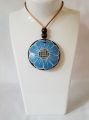 Handmade coconut shell neklace traditional flower pendant two side hand painting juwellary eco friendly.. 