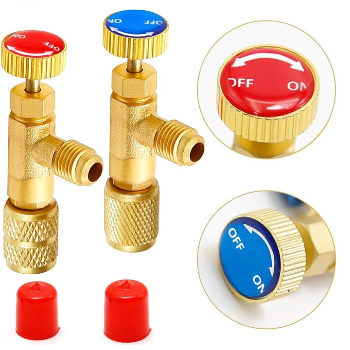 Air Conditioning Refrigerant Safety Valve R410A R22 1/4" 5/16" Refrigeration Charging Safety Liquid Adapter Hand Tool Parts
