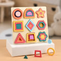 Montessori Children Wooden Rainbow DIY Shape Jigsaw Blocks Puzzle Board Educational Matching Activity Learning Toys for Kids. 