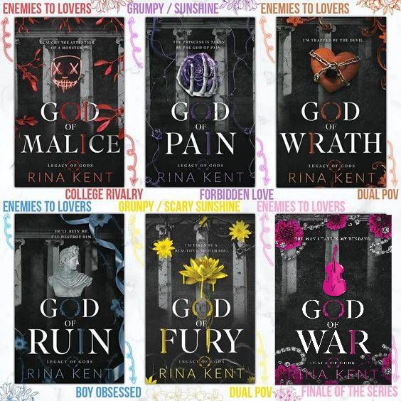 Legacy of god 6 books set by rina kent ( God Of wrath , God of malice , God of pain , God of Ruin , God of fury , God of war)