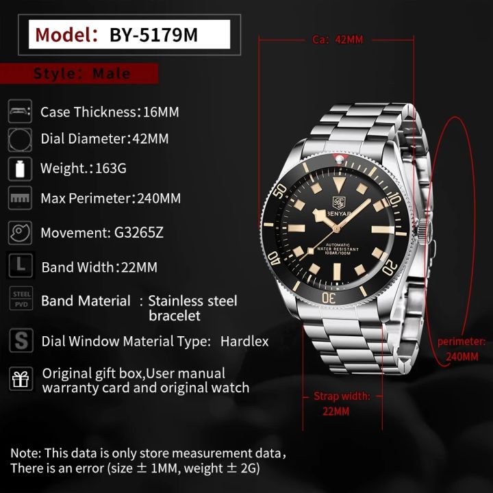 BENYAR%20Men's%20Watches%20Mechanical%20Automatic%20Watch%20BB58%20Sport%20Watch%20For%20Men%202025%20Stainless%20Steel%20Waterproof%20Business%20Luminous%20Clock%20-%20Image%206