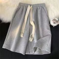 Solid Breathable Shorts Summer Men's Fashion Trendy Brand Lightweight Drawstring Basketball Sports Fitness Large Middle Pants. 