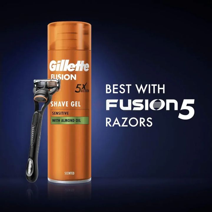 Gillette%20Fusion%205X%20Action%20Shaving%20Gel%20With%20Almond%20Oil%20200ml%20-%20Image%204