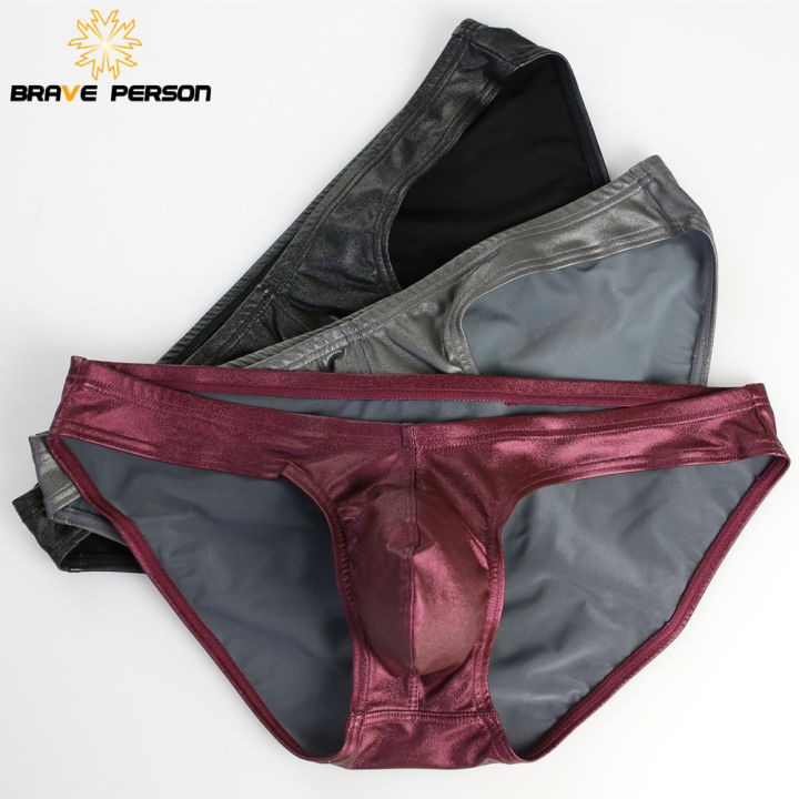 BRAVE%20PERSON%20Underwear%20Men%20Briefs%20%20Low-waist%20Underpants%20Men's%20Imitation%20Leather%20Bright%20Fabric%20Panties%20Shorts%20-%20Image%206