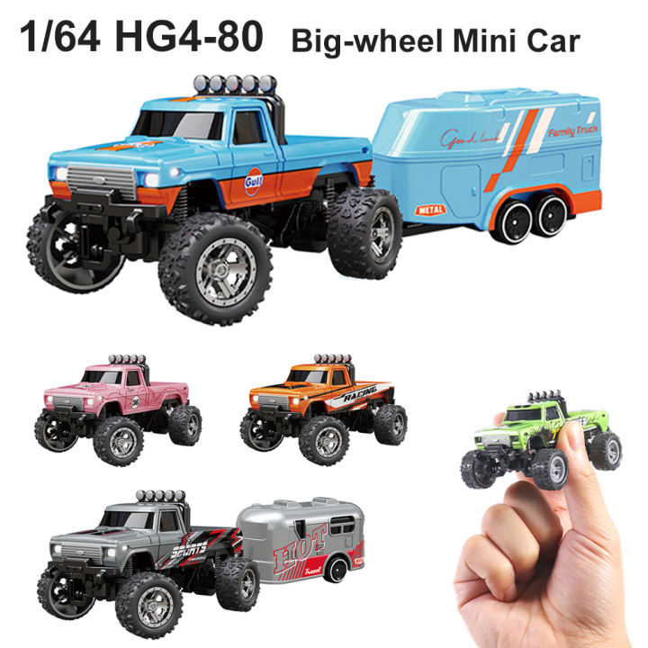 1/64 RC Car 2.4G Remote Control Mini Speed Off-road Climbing Car Alloy Desktop Vehicle with LED Light Toy for Kids Small 