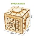 URY 3D Wooden Puzzle Password Treasure Money Box Piggy Bank DIY Advanced Assembly Model Toys Creative  for Lady Girls. 